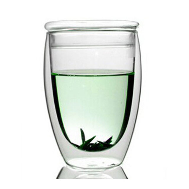 红兔子 大号双层杯带盖玻璃杯子360ML