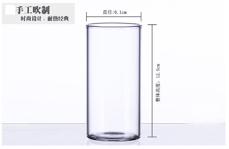 直筒透明耐热玻璃水杯 办公杯 300ml果汁杯 玻璃杯