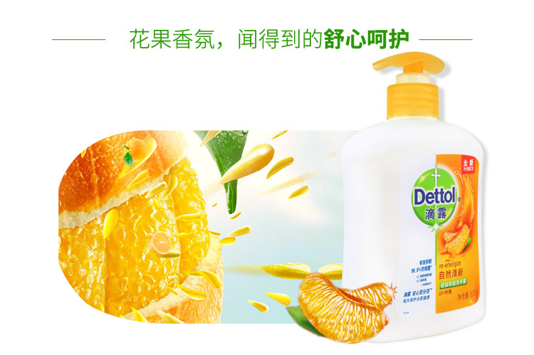 滴露洗手液 健康抑菌500g/瓶 含柑橘成分